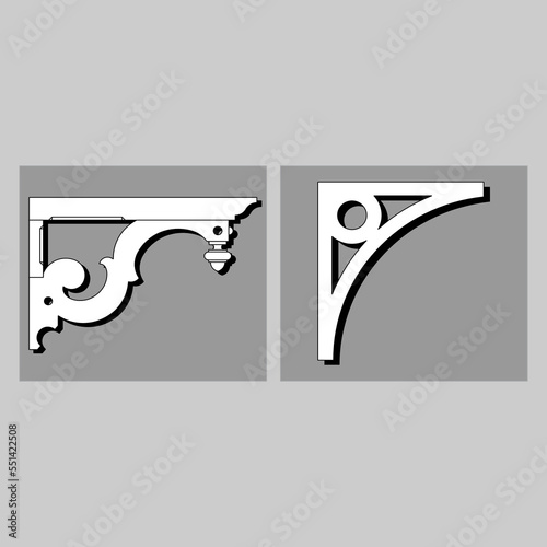 Craftsman Bracket cornice pieces for decorating or shelves. Decoration vector design for cutting on CNC or laser cut on wood corner design sample. wood corner home decoration
