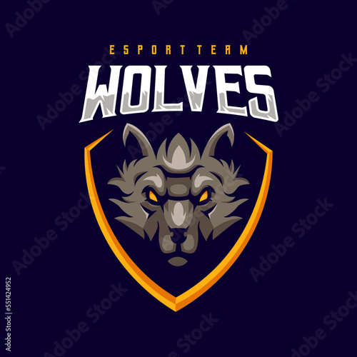 Wolf esport mascot logo design illustration vector for team sport and gaming