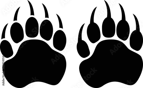 Bear paw print with claws vector graphic. 