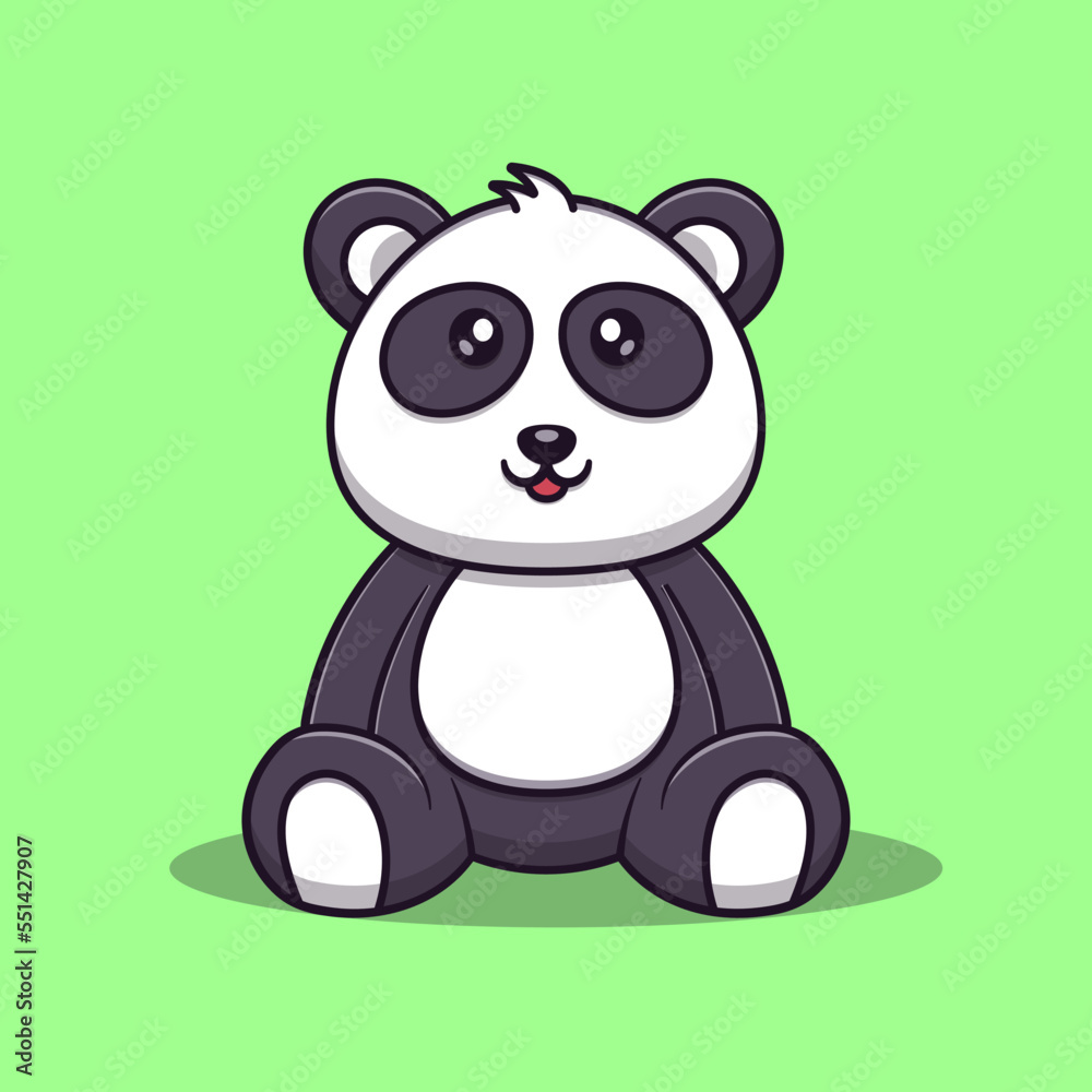 Cute panda cartoon vector icon illustration. Animal icon concept isolated vector. Flat cartoon style