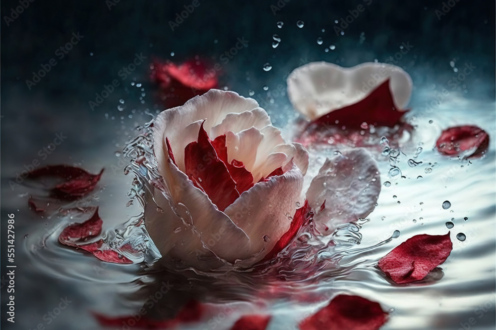 Beautiful roses floating in water for Valentine's Day, pink red and ...