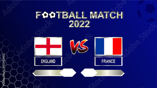 England vs France football cup 2022 gradient blue template background vector for schedule or result match