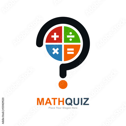 Math question vector logo template. Suitable for business, calc symbol, learn, education, and quiz.