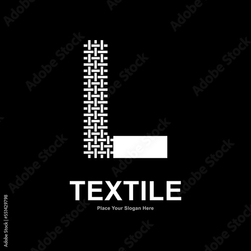 Letter L textile pattern and sewing logo vector template. Suitable for business, textile fabric, initial name, fashion, and knitting