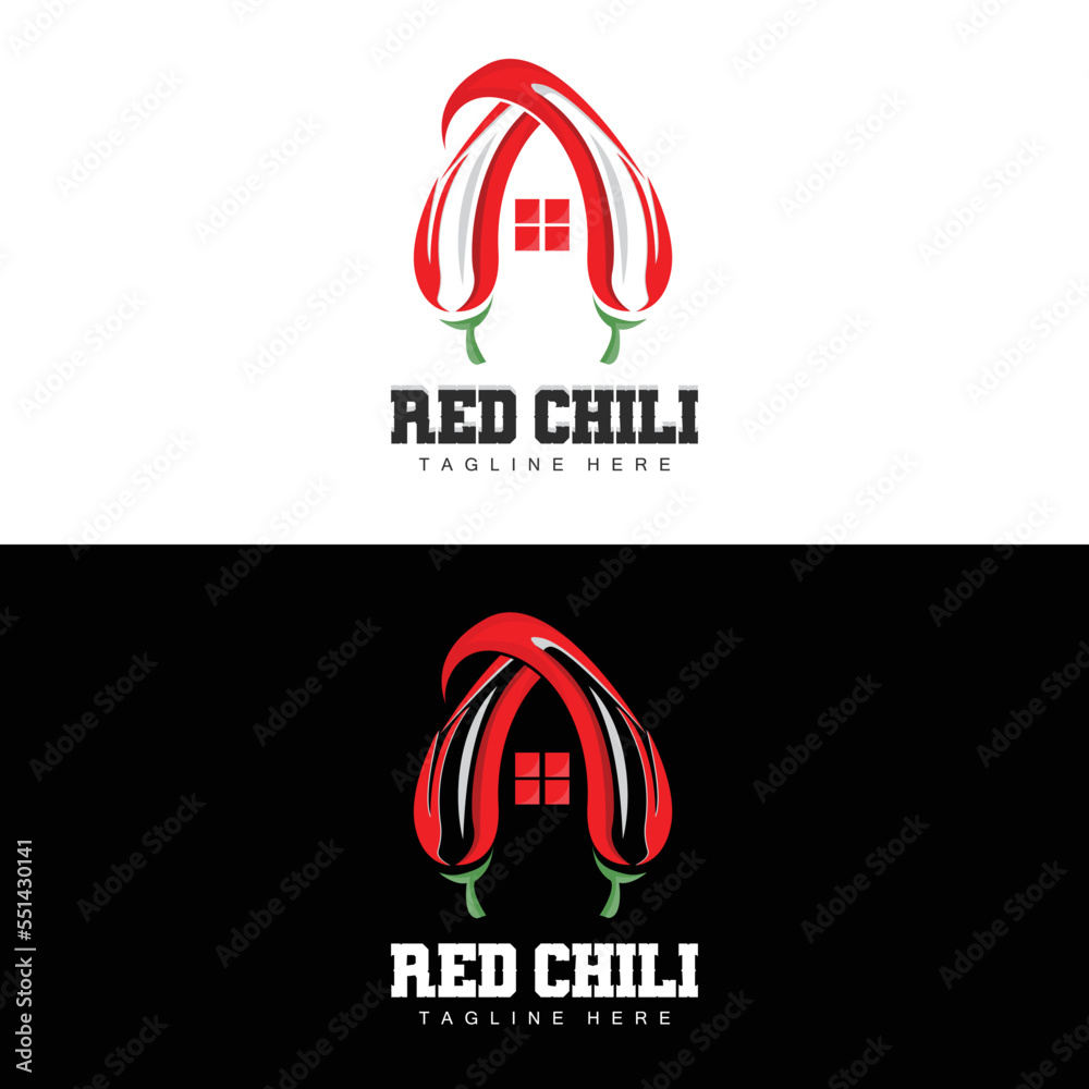 Red Chili Logo, Hot Chili Peppers Vector, Chili Garden House Illustration, Company Product Brand Illustration Red Chili Logo, Hot Chili Peppers Vector, Chili Garden House Illustration, Company Product Brand Illustration