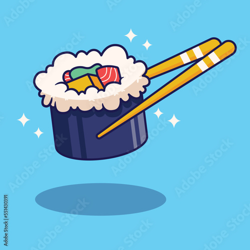 cute meditation sushi illustration in flat design