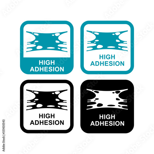 High adhesion with sticky liquid logo vector template. Suitable for product label