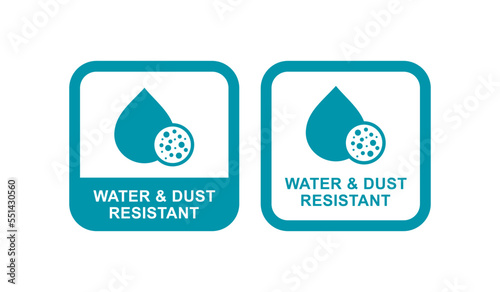 Water and dust resistant logo vector template. Suitable for product label