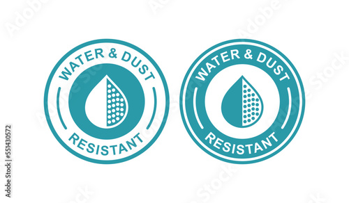 Water and dust resistant logo vector template. Suitable for product label and information