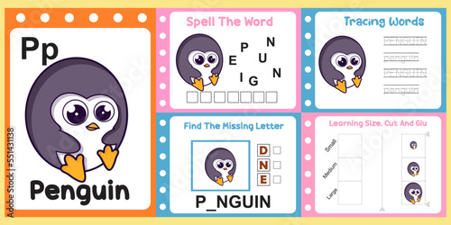 worksheets pack for kids with Penguin. fun learning for children