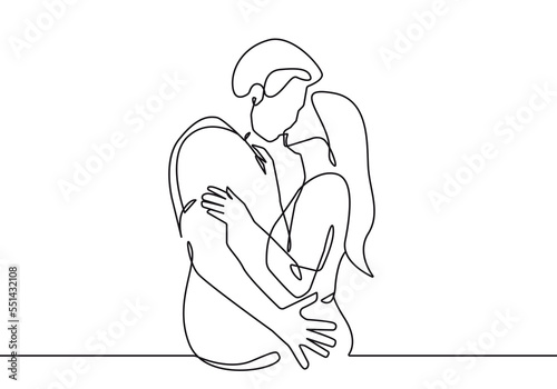 Couple Kiss Continuous Single Line Drawing. Lovers Simple Minimalist Illustration. Couple Minimal Sketch Drawing. Love Concept Abstract Single Line for Home Decor, Wall Art. Vector EPS 10 