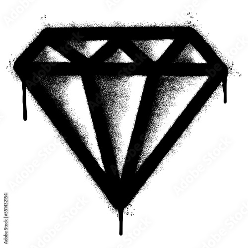 Spray Painted Graffiti diamond Sprayed isolated with a white background. graffiti diamond with over spray in black over white. Vector illustration.