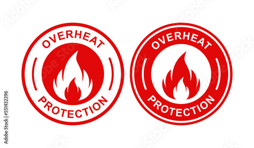 Overheat protection logo seal badge. Suitable for product label