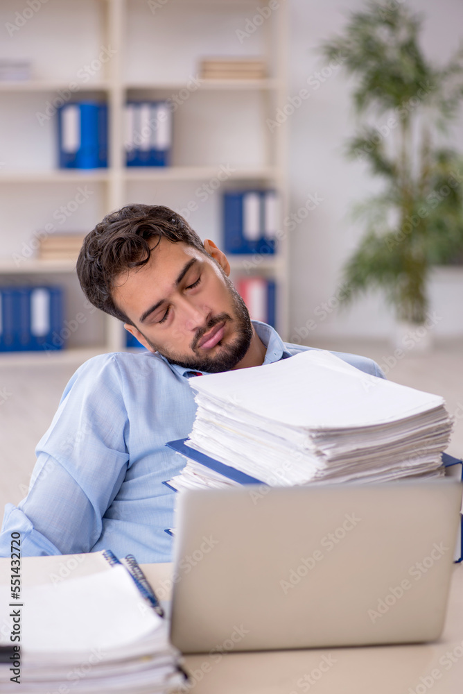 Young male employee working in the office Young male employee working in the office