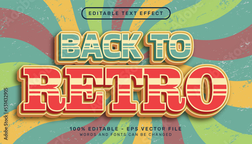 back to retro color 3d text editable text effect	