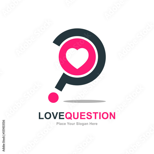 Love question logo vector template. Suitable for business, romance and question mark