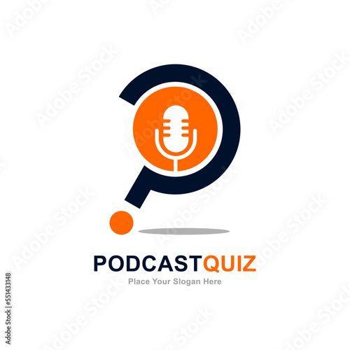 Podcast logo vector logo template. Suitable for business, web, entertainment, question mark and industry