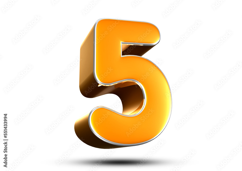 Number 5 orange 3D illustration. Advertising signs. Product design. Product sales. Number 5 orange 3D illustration. Advertising signs. Product design. Product sales.