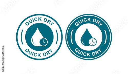 Quick dry logo badge vector. Suitable for product label and information