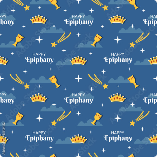 Happy Epiphany Day Seamless Pattern Design Christian Festival to Faith in Template Hand Drawn Cartoon Flat Illustration