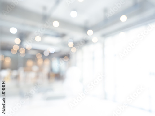 Abstract blurred modern workspace background, white indoor interior office or hospital with window and the light with copy space Fototapet