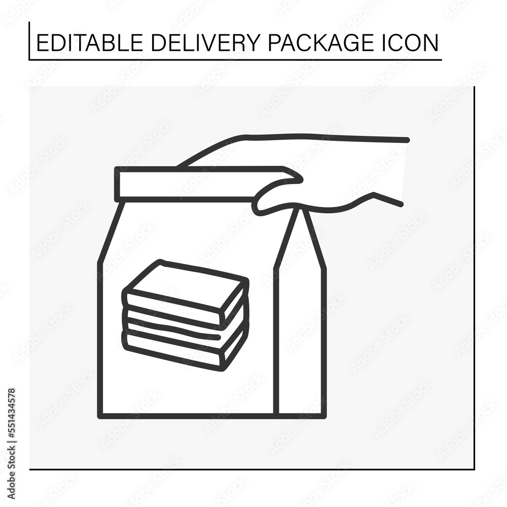 Courier shipping line icon. Book delivery hand by hand from a bookstore or library. Delivery concept. Isolated vector illustration. Editable stroke Courier shipping line icon. Book delivery hand by hand from a bookstore or library. Delivery concept. Isolated vector illustration. Editable stroke