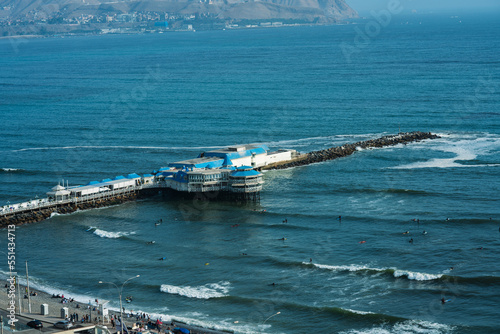 View of the coast of the sea in Lima, Peru
