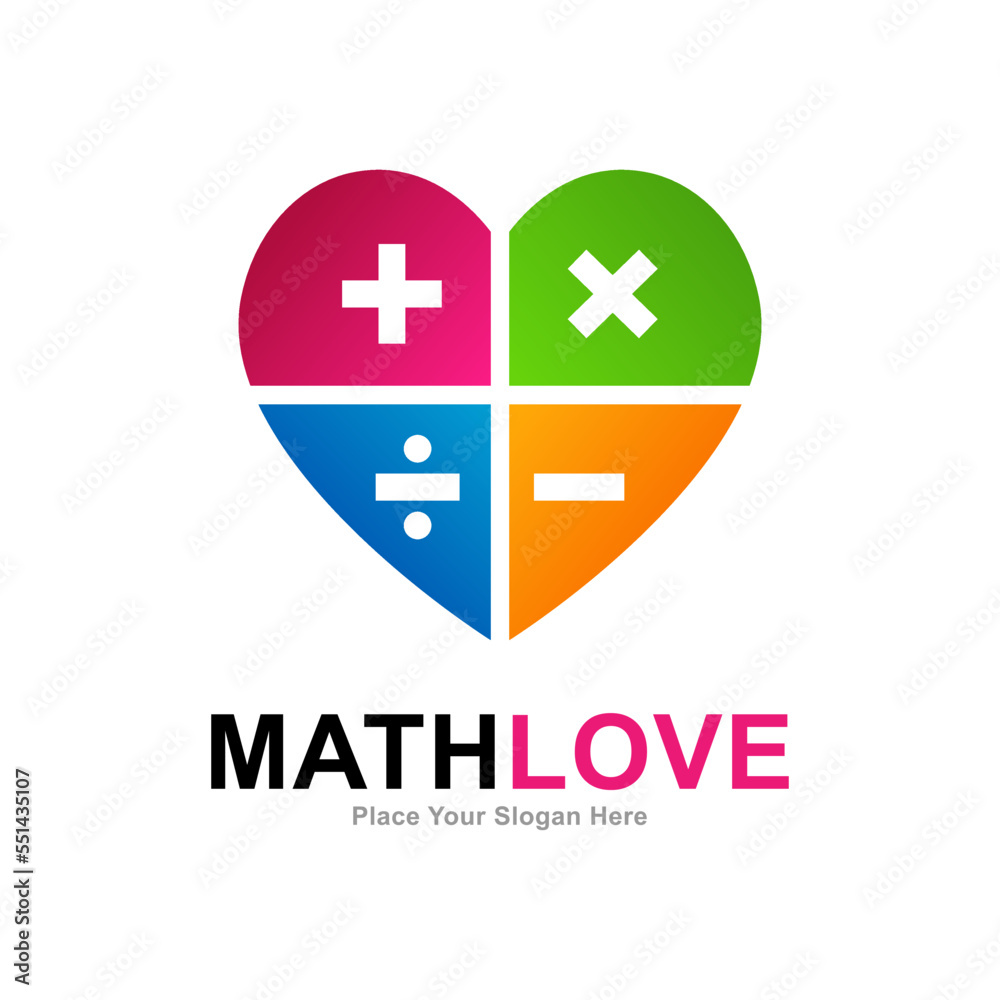 Math love vector logo template. Suitable for business, education and math symbol Math love vector logo template. Suitable for business, education and math symbol