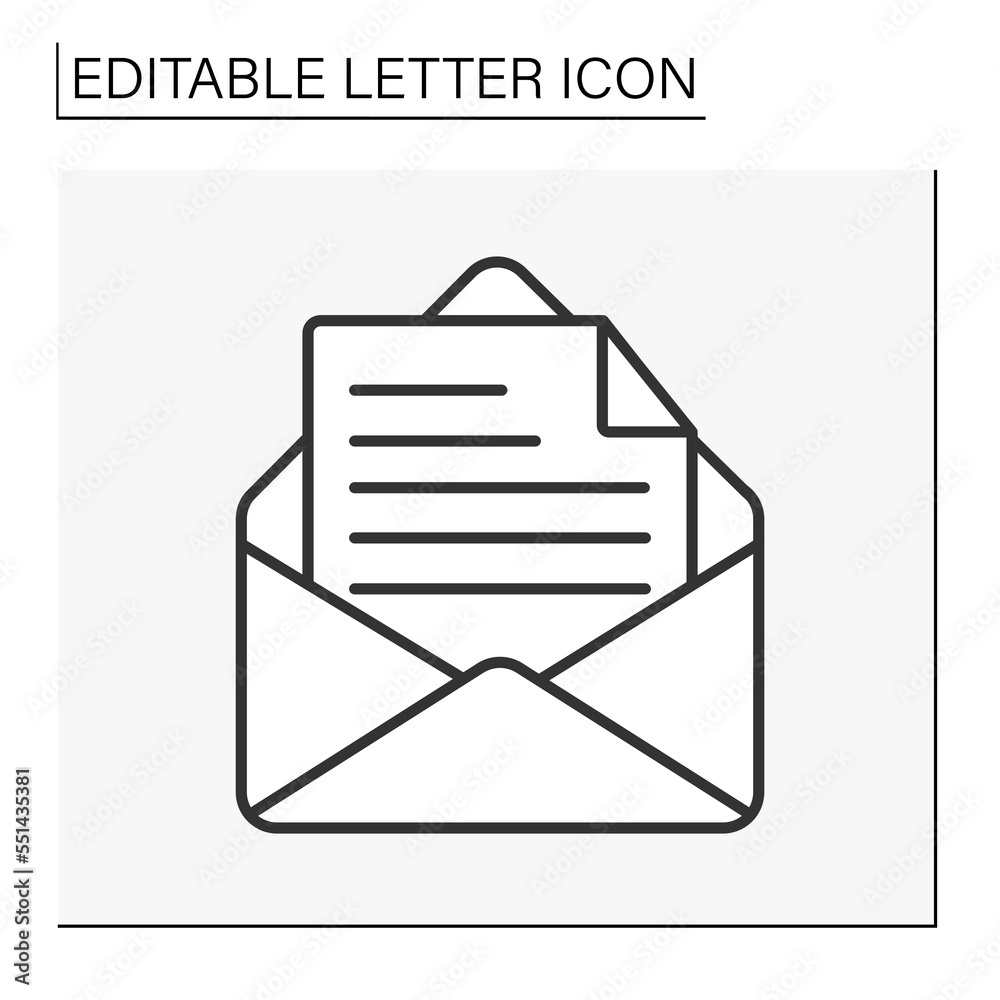 Postcard line icon. Paper of sheet inside letter. Official document. Letter concept. Isolated vector illustration. Editable stroke Postcard line icon. Paper of sheet inside letter. Official document. Letter concept. Isolated vector illustration. Editable stroke