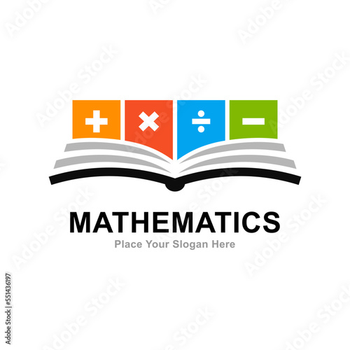 Mathematics book logo vector design. Suitable for calculator, education and math symbol