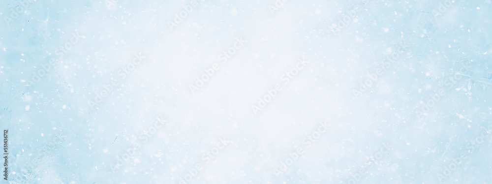 long panorama blue snow background abstract blurred