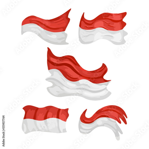 Set of Indonesia flag vector illustration