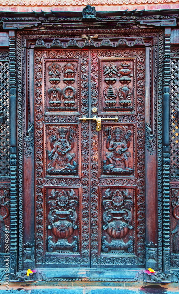 Beautiful old carved door in Kathmandu