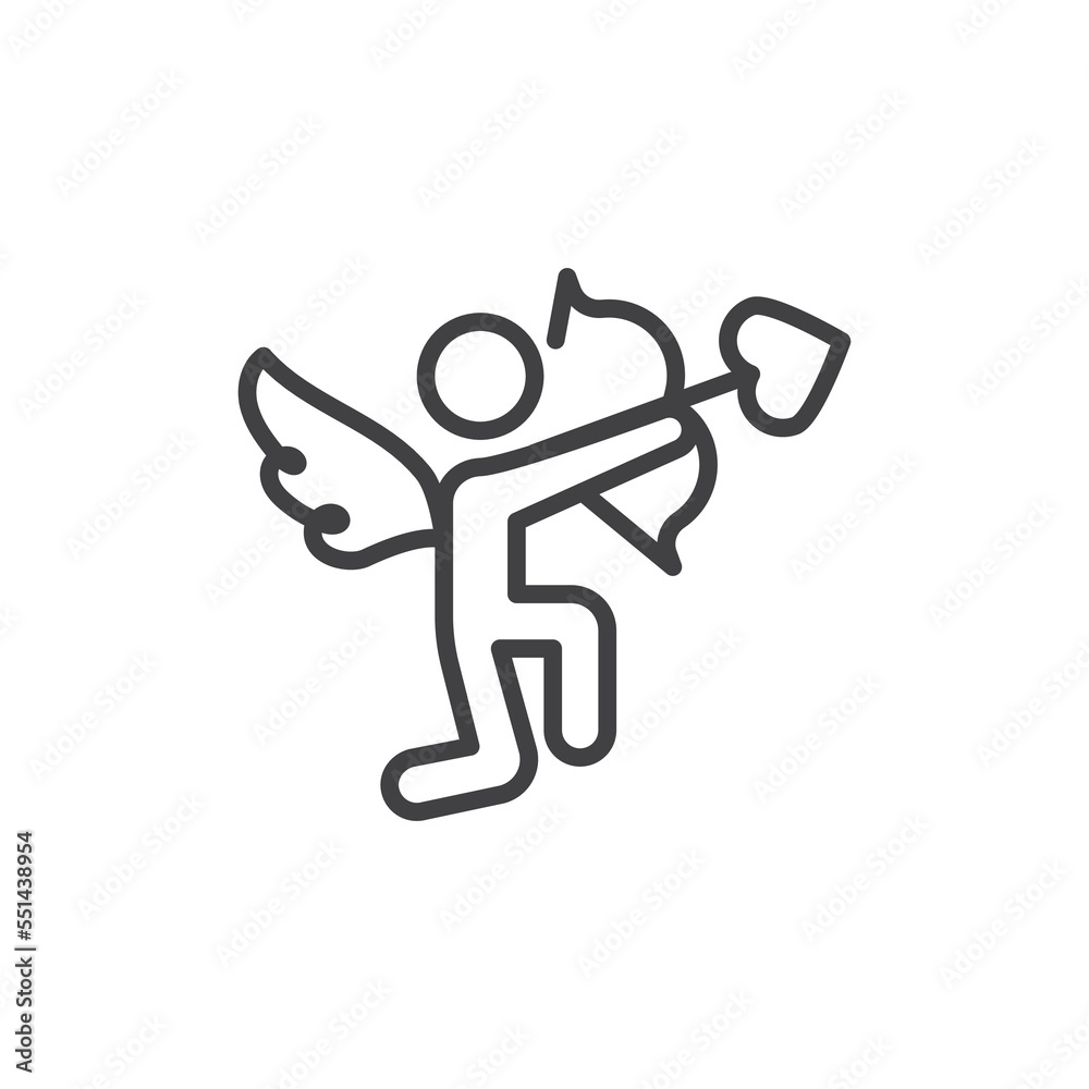 Cupid with arrow line icon Cupid with arrow line icon