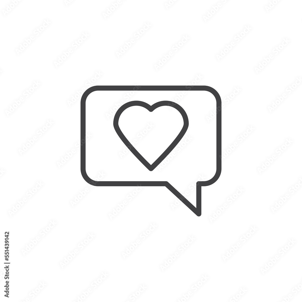 Love chat message line icon