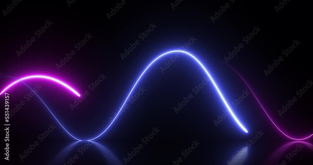 Glowing and animating simple wave shape neon frame background. Loop footage. Glowing and animating simple wave shape neon frame background. Loop footage.