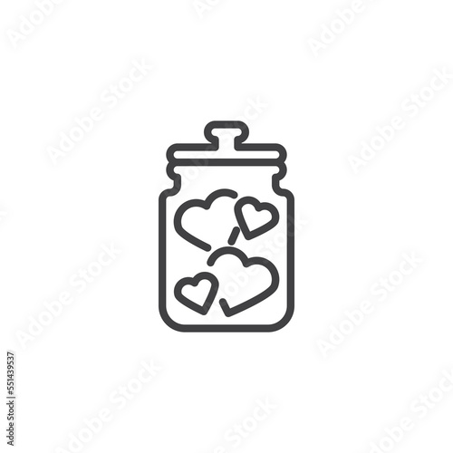 Hearts jar line icon