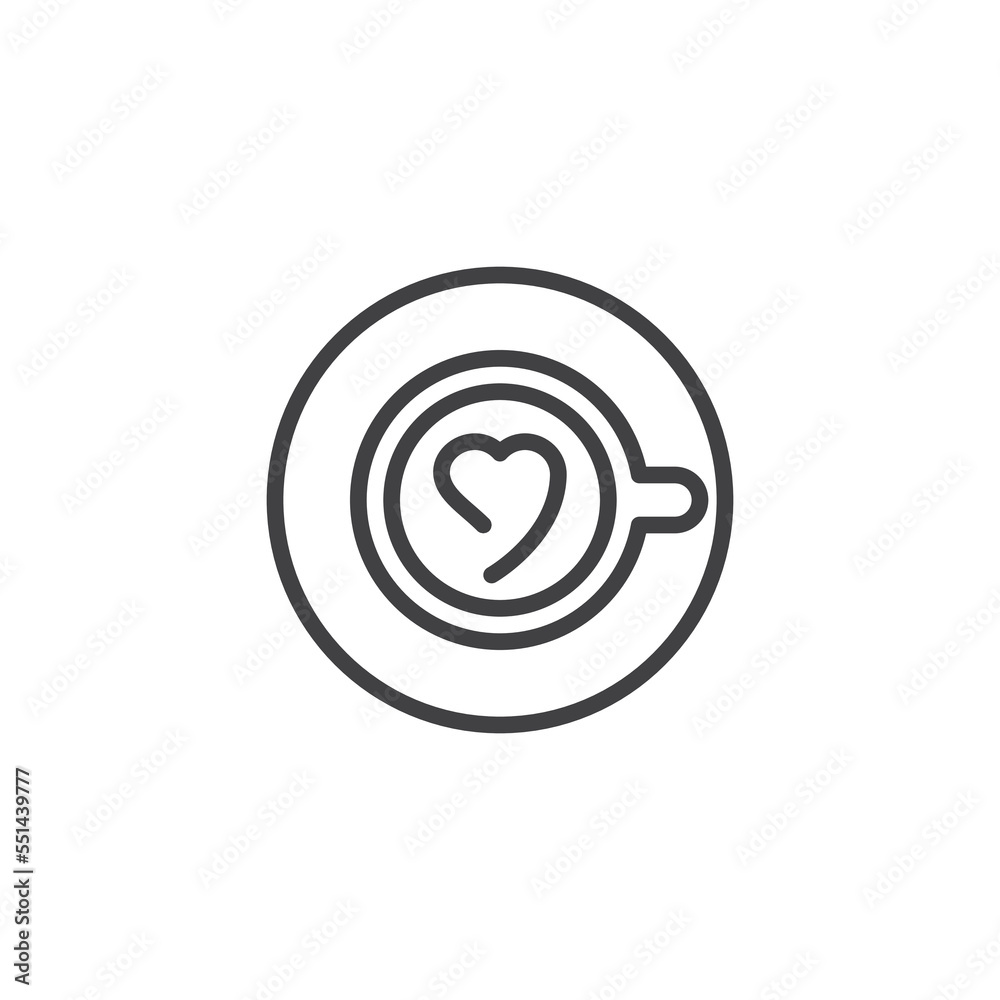 Coffee cup with heart line icon Coffee cup with heart line icon