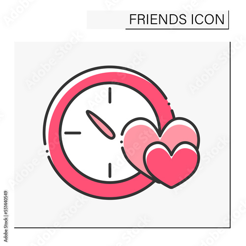 Pastime color icon. Spend time with soulmates. Hobby and activities. Friends line icon. Isolated vector illustration
