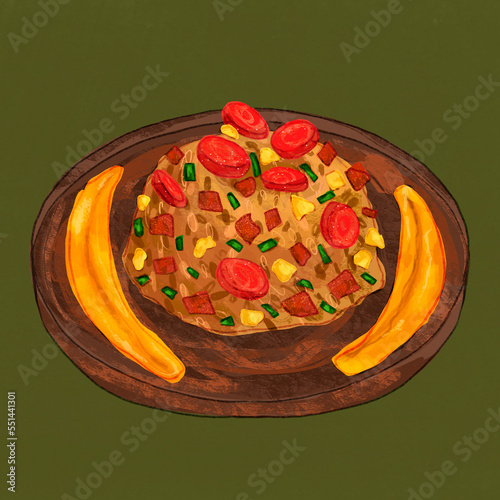 arroz chaufa amazonico peruvian meal illustration photo