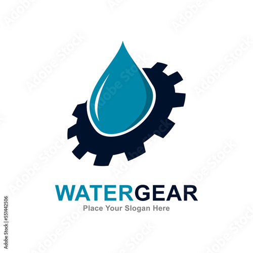 Water gear logo vector template. Suitable for business, web, sanitation, industry and plumbing