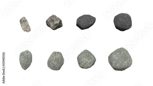 Top View 3D stone isolated on PNGs transparent background   Use for visualization in architectural design or garden decorate  