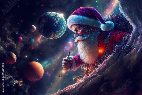 Cosmic Christmas Santa Claus in space