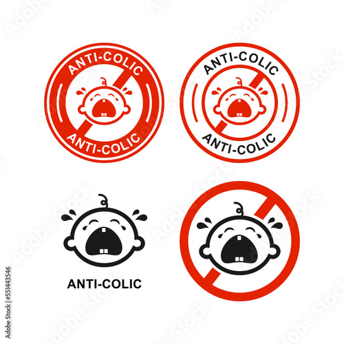 Anti-colic baby cry logo vector badge template. Suitable for attention, information and product label