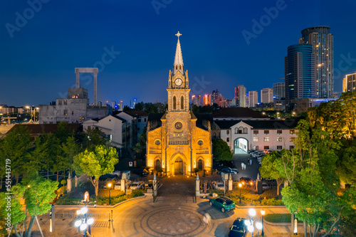 Wallpaper Mural Night view of the Old Bund Catholic Church in Sanjiangkou, Ningbo, Zhejiang province, China Torontodigital.ca
