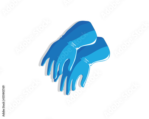 design icon vector illustration of a blue glove tool which is commonly used as a protective hand when working at home or outside the home so that the hands are not injured or scratched