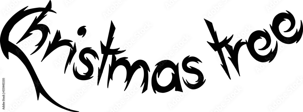 Christmas tree text sign illustration on white backgound
