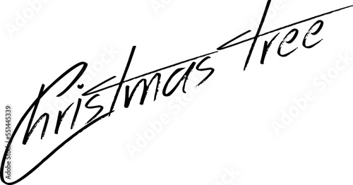 Christmas tree text sign illustration on white backgound