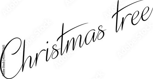 Christmas tree text sign illustration on white backgound