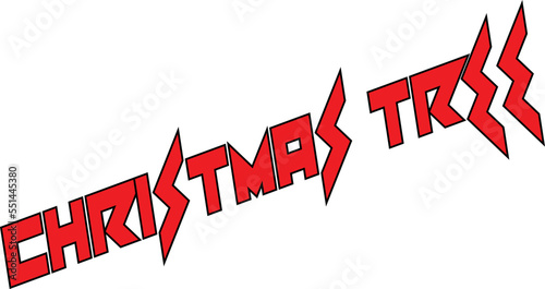 Christmas tree text sign illustration on white backgound